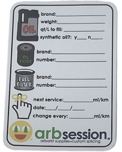 Arbsession Oil Change Reminder Window Cling