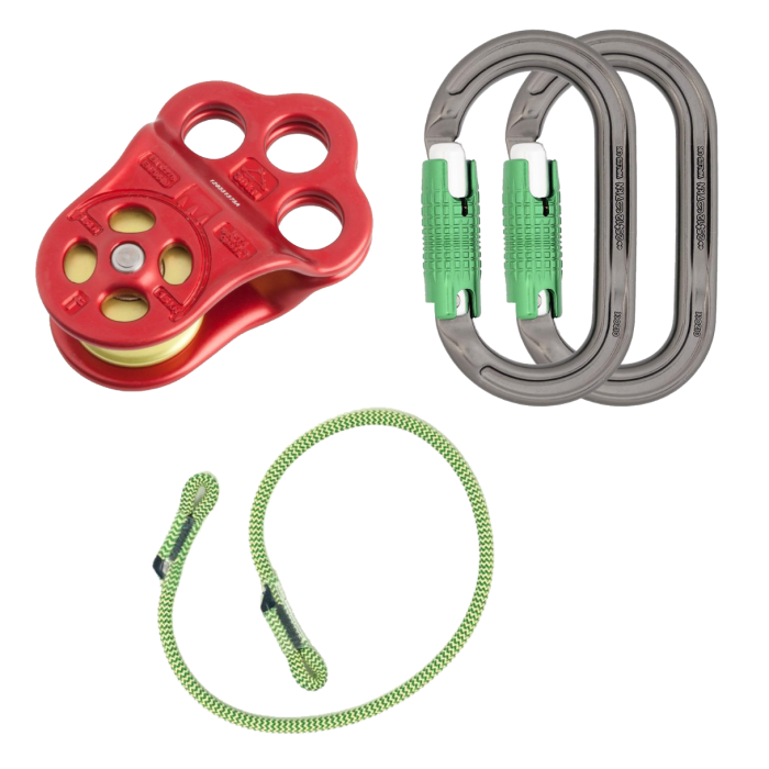 DMM HITCH CLIMBER PULLEY KIT W/ 8MM NOTCH WRAP STAR PRUSIK & 2 OVAL CARABINERS 
